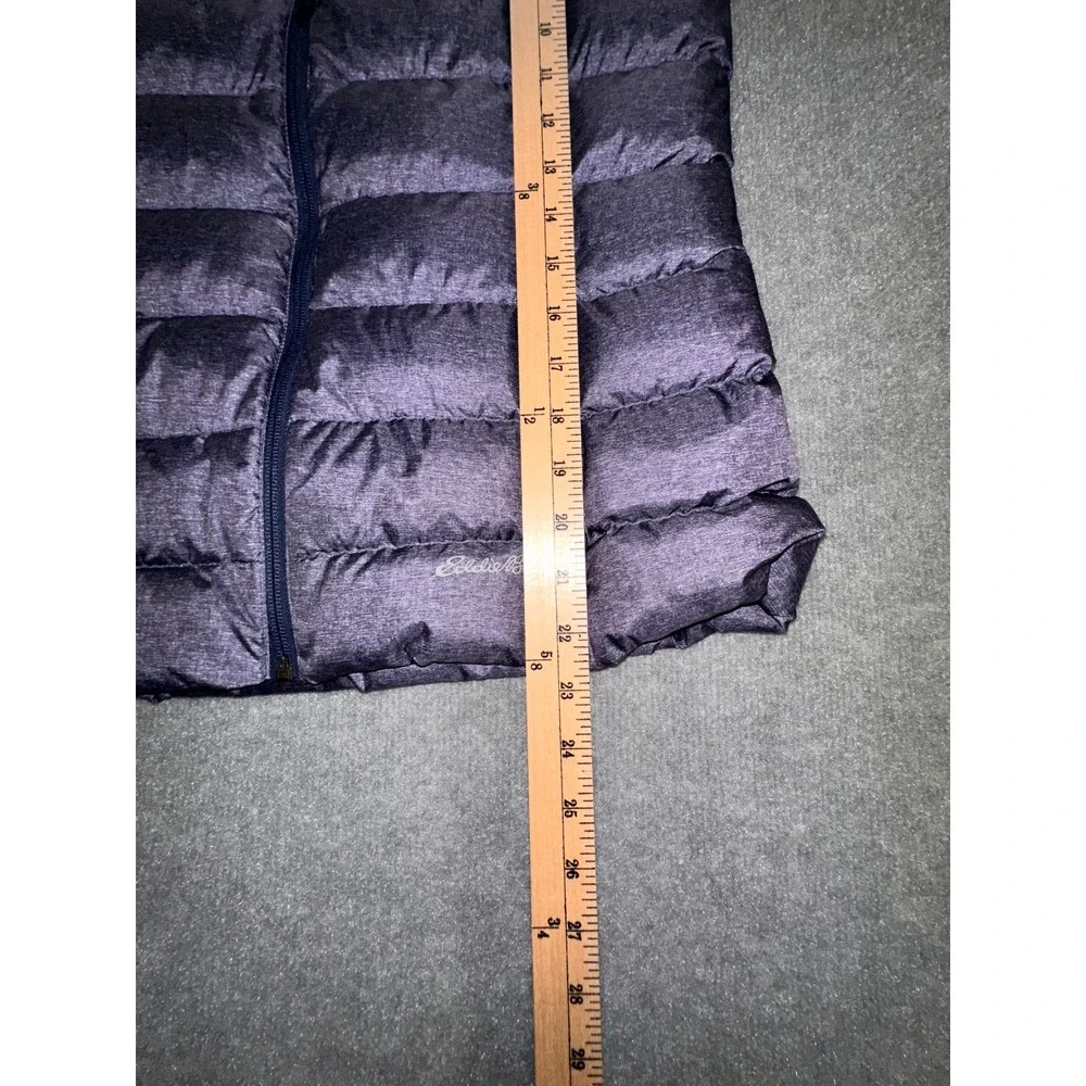 Eddie Bauer Mens Hooded Puffer Vest Heathered Gray Quilted Zip Sleeveless xs